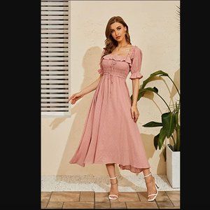 EUC Ruffled Midi Flowy Dress Dusty Pink Large